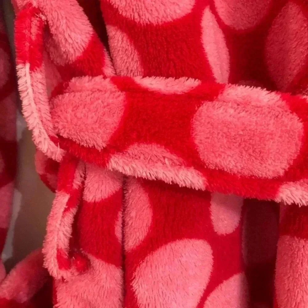 La Senza Fuzzy Pink Polka Dot Bathrobe Size S/MED - Picture 11 of 16